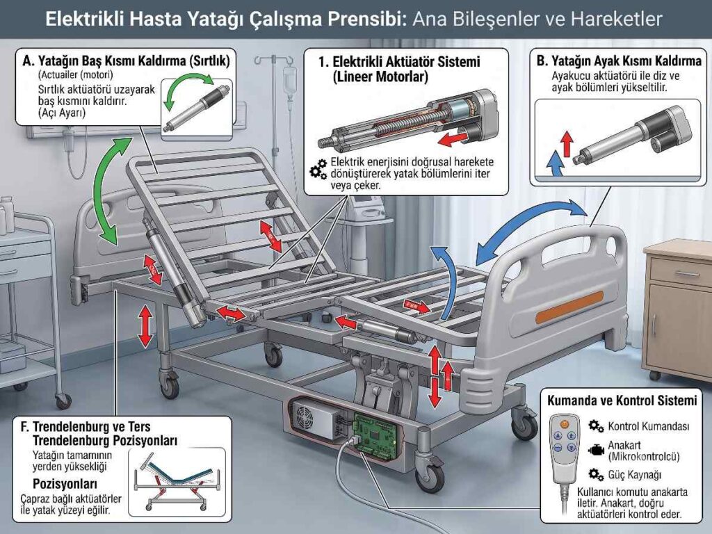 Elektrikli hasta yatağı çalışma prensibi